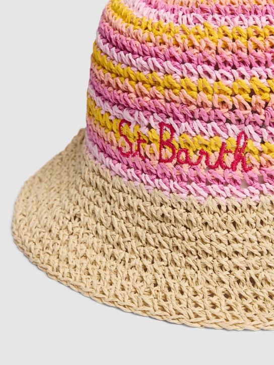 Mc2 Saint Barth: Cappello bucket in tessuto intrecciato a righe - Multicolore - kids-girls_1 | Luisa Via Roma