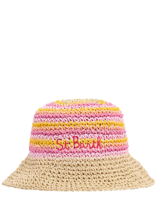 Mc2 Saint Barth: Cappello bucket in tessuto intrecciato a righe - Multicolore - kids-girls_0 | Luisa Via Roma