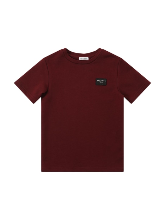 Dolce&Gabbana: 棉质平纹针织T恤 - 红色 - kids-girls_0 | Luisa Via Roma