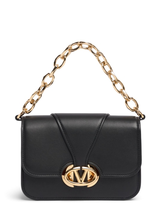 Valentino Garavani: Small Vlogo O'clock leather shoulder bag - Black - women_0 | Luisa Via Roma