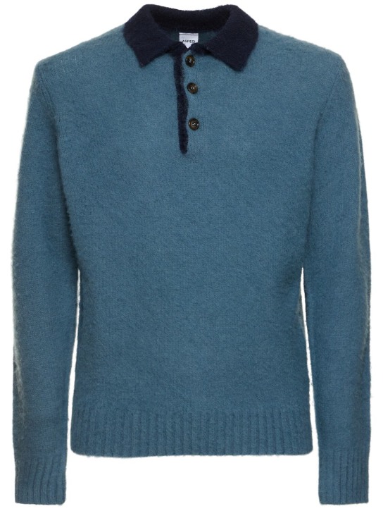 ASPESI: Brushed Shetland wool knit l/s polo - men_0 | Luisa Via Roma