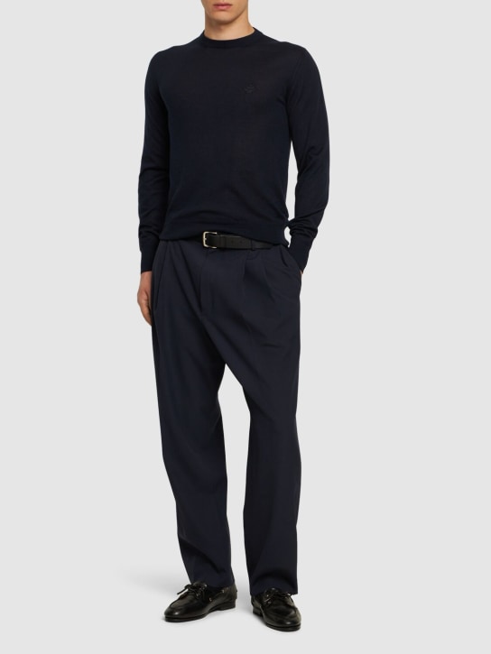Bally: Adrien Brody cashmere crewneck sweater - Lacivert - men_1 | Luisa Via Roma