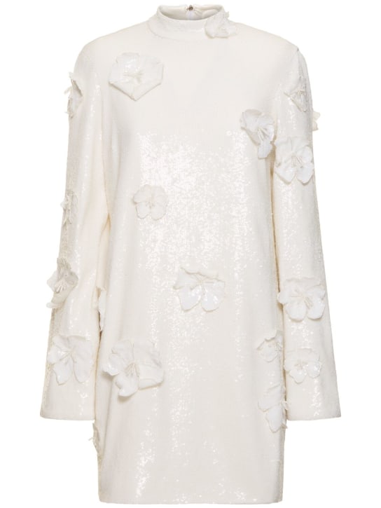 Rotate: Catty sequined flower mini dress - Beyaz - women_0 | Luisa Via Roma