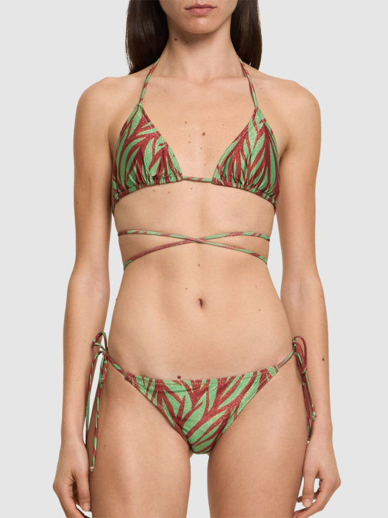 Reina Olga: Set bikini a triangolo Miami stampato - Verde/Multi - women_1 | Luisa Via Roma