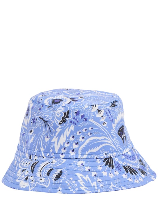 Etro: Cappello bucket in popeline di cotone stampato - Blu/Avorio - kids-girls_0 | Luisa Via Roma