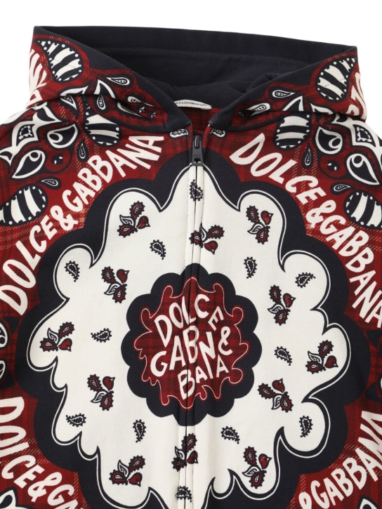 Dolce&Gabbana: Sweat-shirt en coton biologique imprimé à capuche - Multicolore - kids-boys_1 | Luisa Via Roma