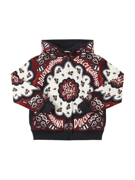 Dolce&Gabbana: Sweat-shirt en coton biologique imprimé à capuche - Multicolore - kids-girls_0 | Luisa Via Roma