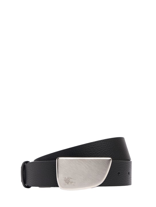 Burberry: Cintura Shield in pelle 3.5cm - Nero - men_0 | Luisa Via Roma