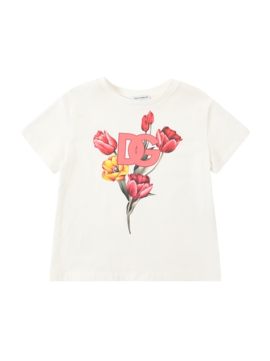 Dolce&Gabbana: Printed cotton jersey t-shirt - White - kids-girls_0 | Luisa Via Roma