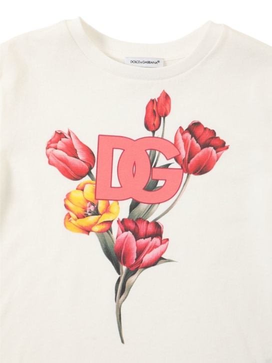 Dolce&Gabbana: 프린티드 코튼 저지 티셔츠 - 화이트 - kids-girls_1 | Luisa Via Roma