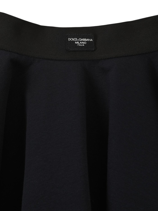 Dolce&Gabbana: Minifalda de algodón con logo - Azul Oscuro - kids-girls_1 | Luisa Via Roma
