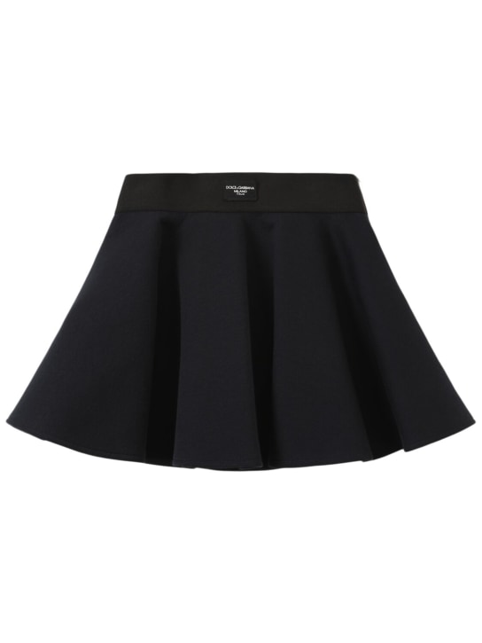 Dolce&Gabbana: Minifalda de algodón con logo - Azul Oscuro - kids-girls_0 | Luisa Via Roma