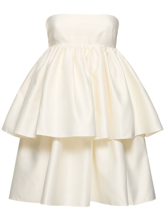 Rotate: Carmina ruffled soft twill mini dress - Beyaz - women_0 | Luisa Via Roma