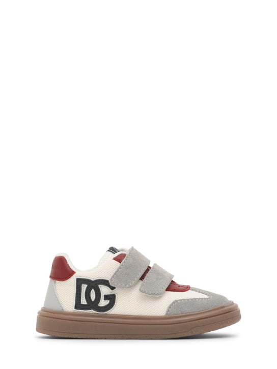 Dolce&Gabbana: Sneakers con logo y correas - Blanco/Gris - kids-boys_0 | Luisa Via Roma