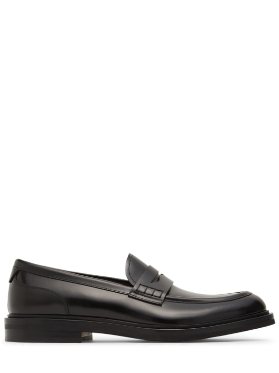 Dolce&Gabbana: Brushed leather loafers - Black - men_0 | Luisa Via Roma