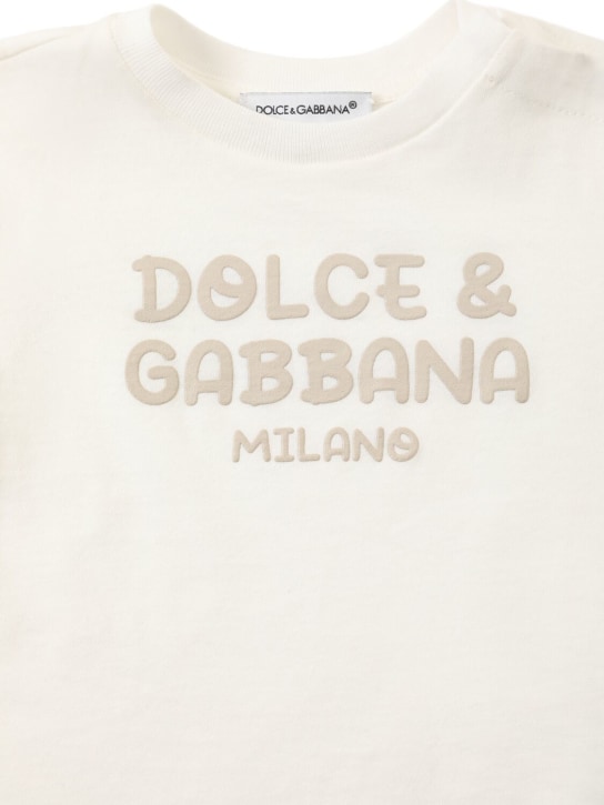 Dolce&Gabbana: Embroidered cotton jersey t-shirt - Beyaz - kids-girls_1 | Luisa Via Roma