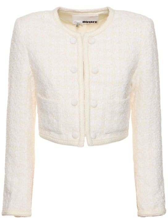 Rotate: Mie cropped bouclé jacket - Beyaz - women_0 | Luisa Via Roma