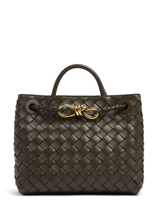 Bottega Veneta: Small Andiamo leather top handle bag - Haki - women_0 | Luisa Via Roma