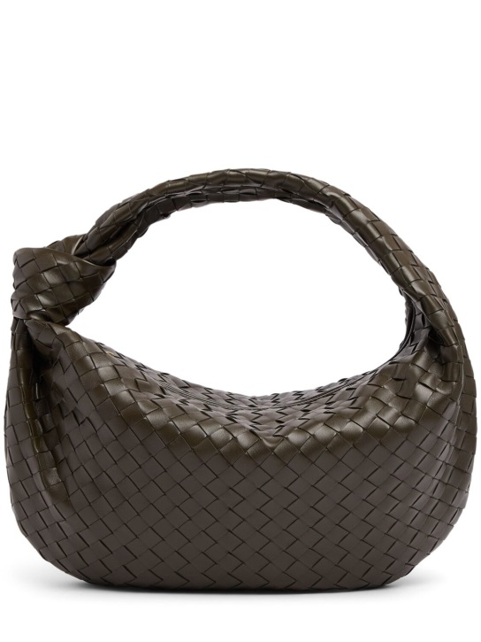 Bottega Veneta: Small Jodie leather shoulder bag - Haki - women_0 | Luisa Via Roma
