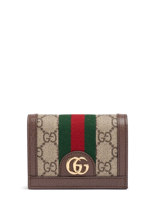 Gucci: Ophidia GG supreme compact wallet - Brown - women_0 | Luisa Via Roma