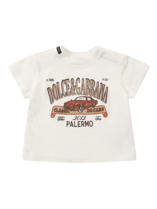 Dolce&Gabbana: T-shirt en jersey de coton imprimé - Blanc - kids-boys_0 | Luisa Via Roma
