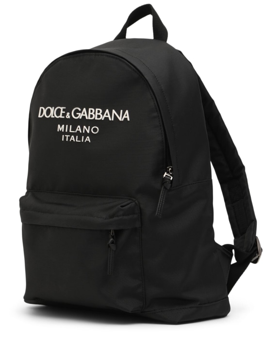 Dolce&Gabbana: Embroidered logo poly backpack - Black - kids-boys_1 | Luisa Via Roma