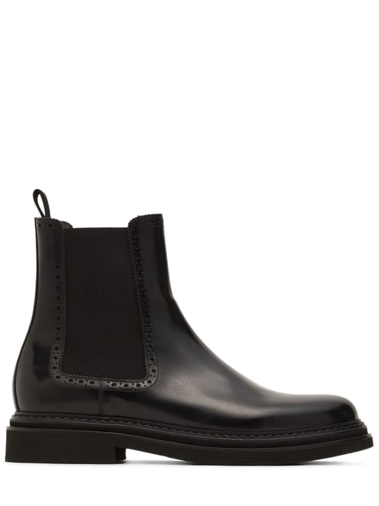 Dolce&Gabbana: Brushed leather Chelsea boots - men_0 | Luisa Via Roma