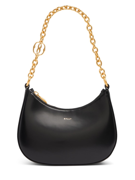 Bally: Ellipse leather shoulder bag - Siyah - women_0 | Luisa Via Roma