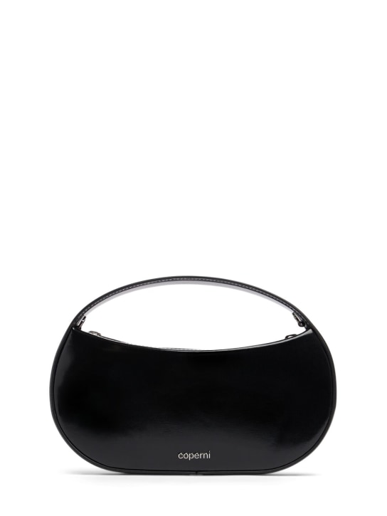 Coperni: Small Sound Swipe gloss leather bag - Black - women_0 | Luisa Via Roma