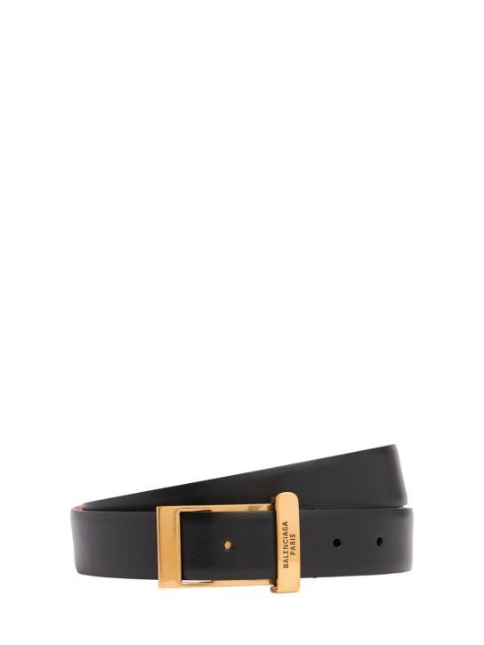 Balenciaga: 3cm Clip leather belt - Black - men_0 | Luisa Via Roma