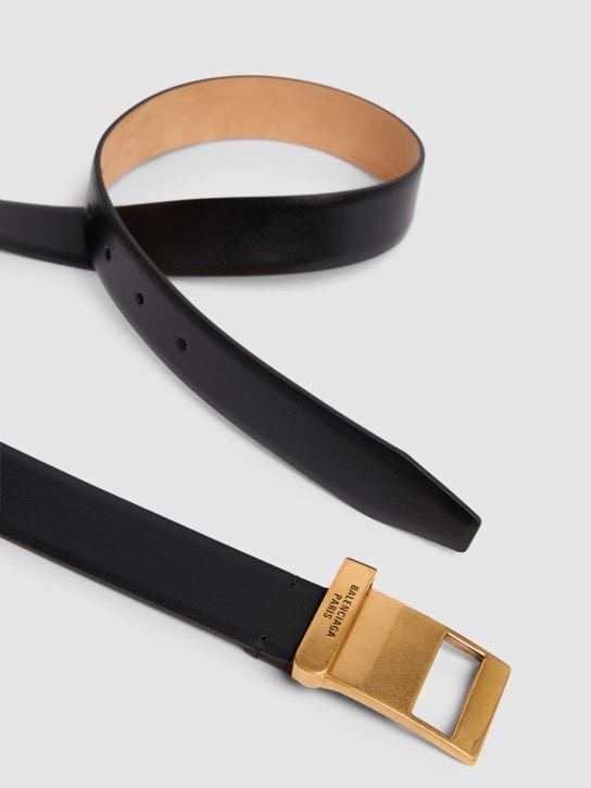 Balenciaga: 3cm Clip leather belt - Black - men_1 | Luisa Via Roma