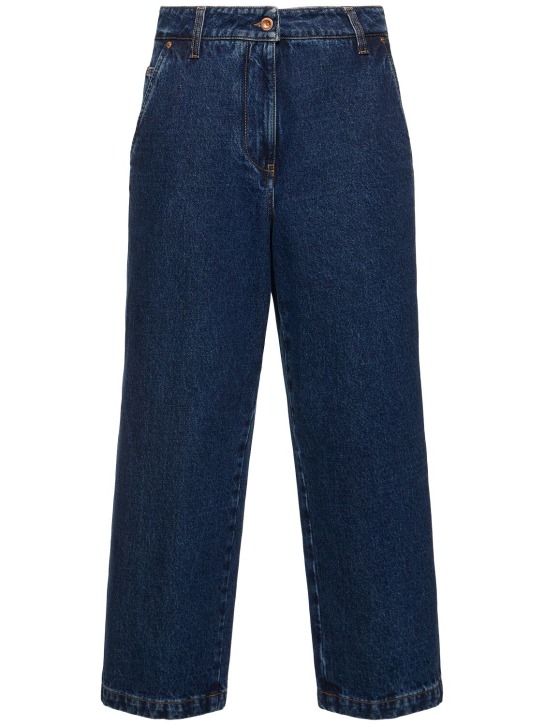 ASPESI: Denim high rise straight jeans - Mavi - women_0 | Luisa Via Roma