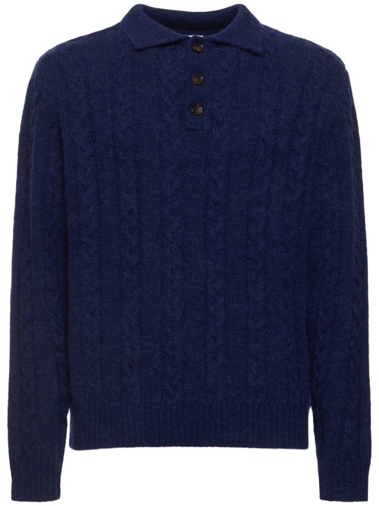 ASPESI: Wool blend long sleeve knit polo - men_0 | Luisa Via Roma