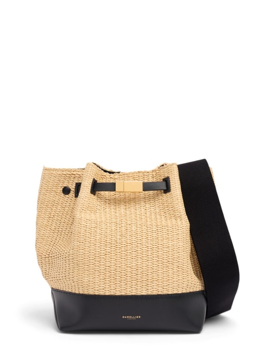 DeMellier: New York Bucket raffia bag - Black/Warm - women_0 | Luisa Via Roma