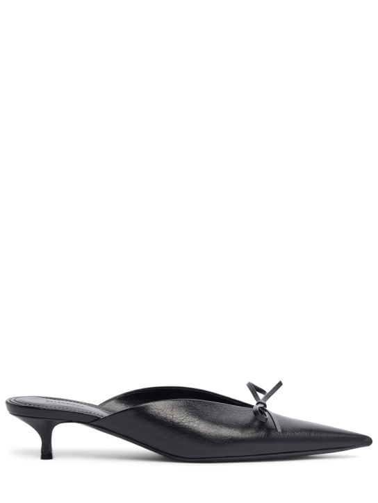 Balenciaga: 40mm Knife Bow leather mules - Black - women_0 | Luisa Via Roma