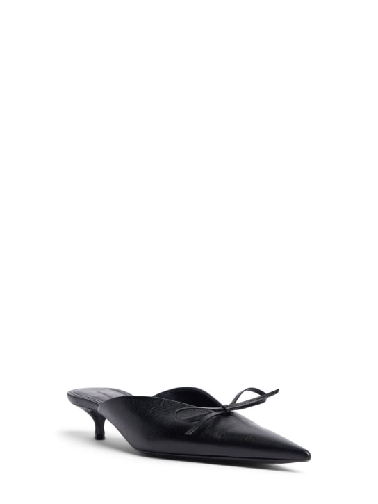 Balenciaga: 40mm Knife Bow leather mules - Black - women_1 | Luisa Via Roma
