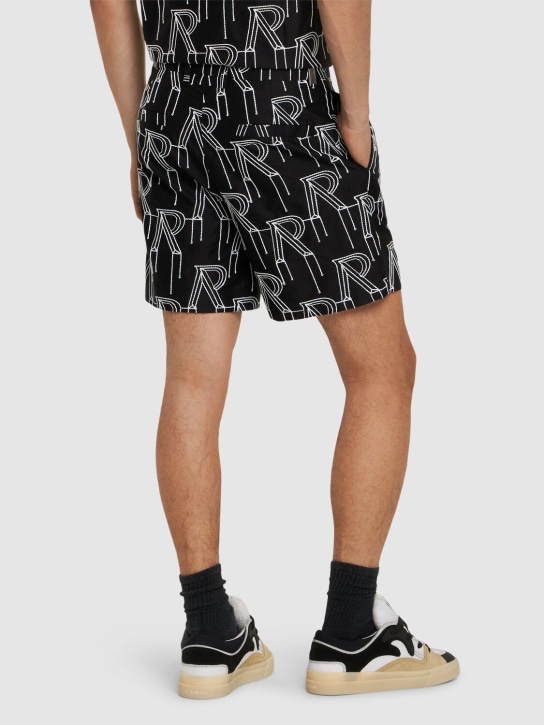 Represent: Shorts in cotone con ricami - Nero - men_2 | Luisa Via Roma