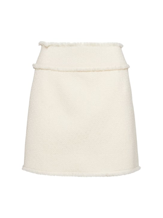 Dolce&Gabbana: A-line tweed mini skirt - Ivory - women_0 | Luisa Via Roma