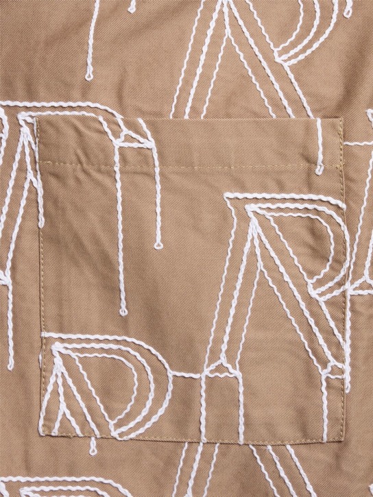 Represent: Camicia manica corta in cotone con ricami - Washed Taupe - men_1 | Luisa Via Roma