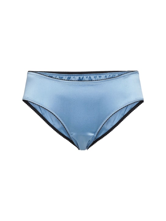 Dolce&Gabbana: Slip in raso di seta stretch - Celeste - women_0 | Luisa Via Roma