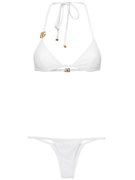 Dolce&Gabbana: Triangle jersey bikini set - White - women_0 | Luisa Via Roma