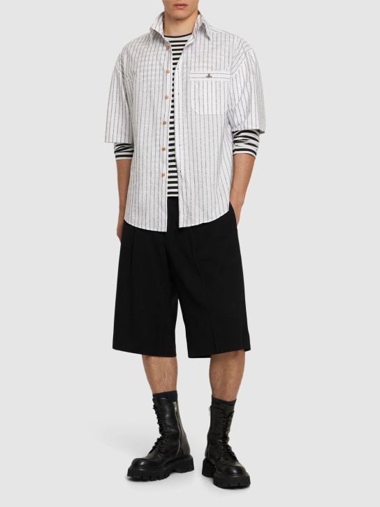 Vivienne Westwood: Hemd aus Baumwollpopeline mit Streifen - Weiß - men_1 | Luisa Via Roma