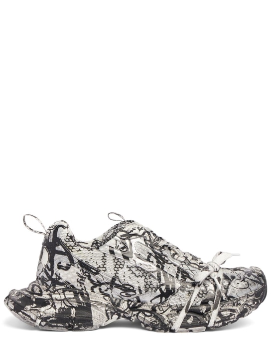 Balenciaga: Sneakers en matière technique 3XL 60 mm - Blanc/Noir - women_0 | Luisa Via Roma