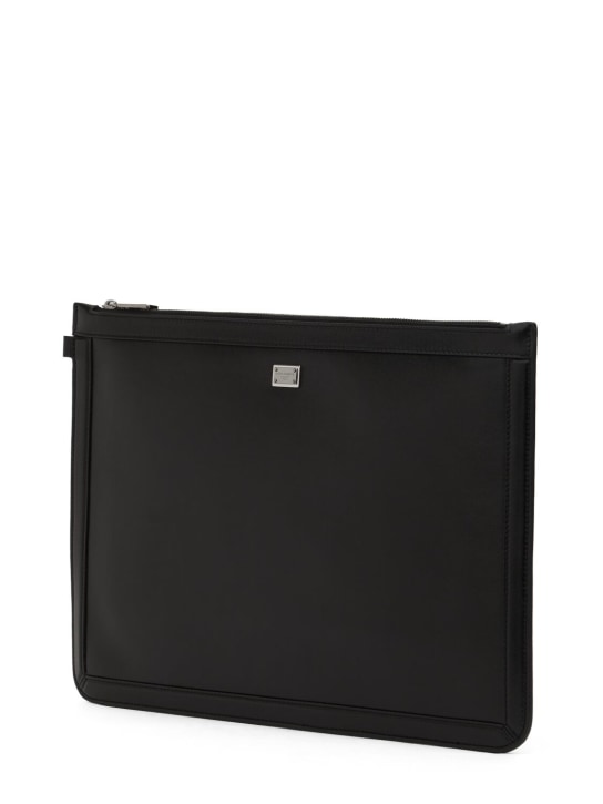 Dolce&Gabbana: Logo plaque large pouch - Black - men_1 | Luisa Via Roma