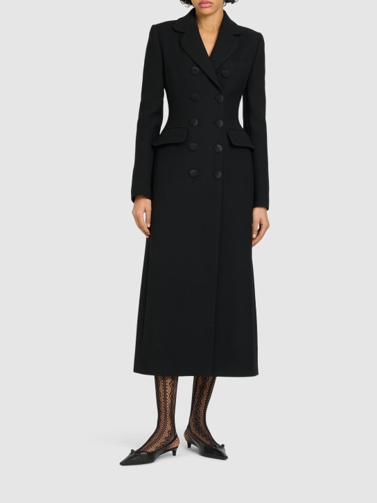 Dolce&Gabbana: Double breast crepe long coat - Black - women_1 | Luisa Via Roma