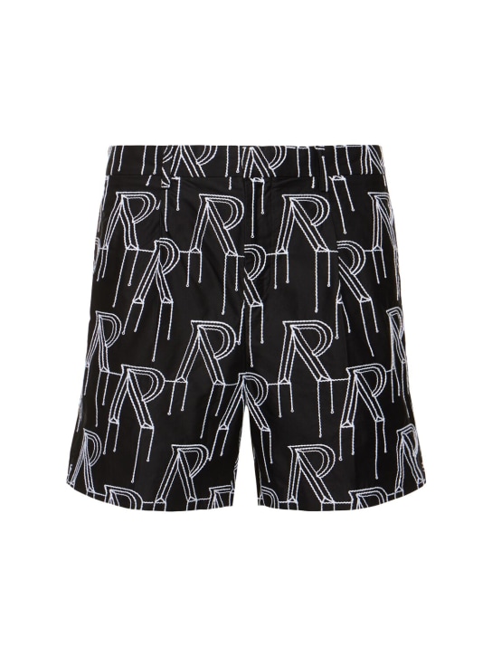 Represent: Shorts in cotone con ricami - Nero - men_0 | Luisa Via Roma