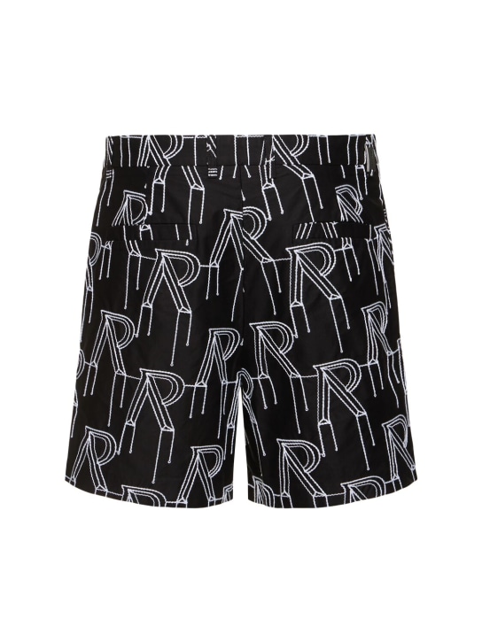 Represent: Shorts in cotone con ricami - Nero - men_4 | Luisa Via Roma