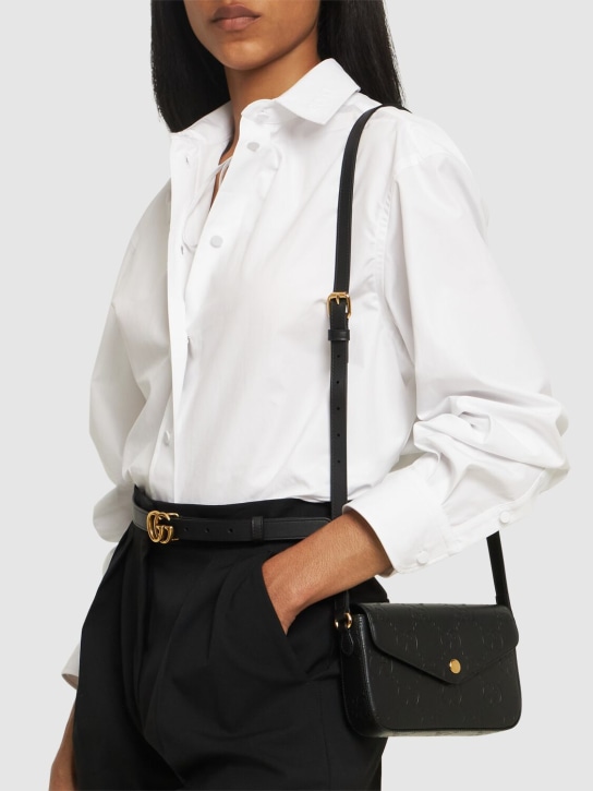 Gucci: Mini Schultertasche aus Leder „GG“ - Schwarz - women_1 | Luisa Via Roma