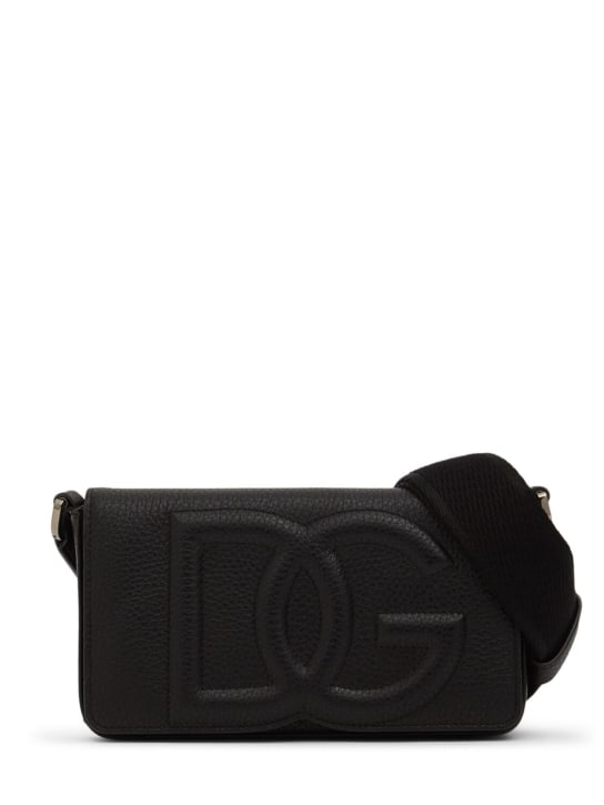 Dolce&Gabbana: Embossed logo mini crossbody bag - men_0 | Luisa Via Roma