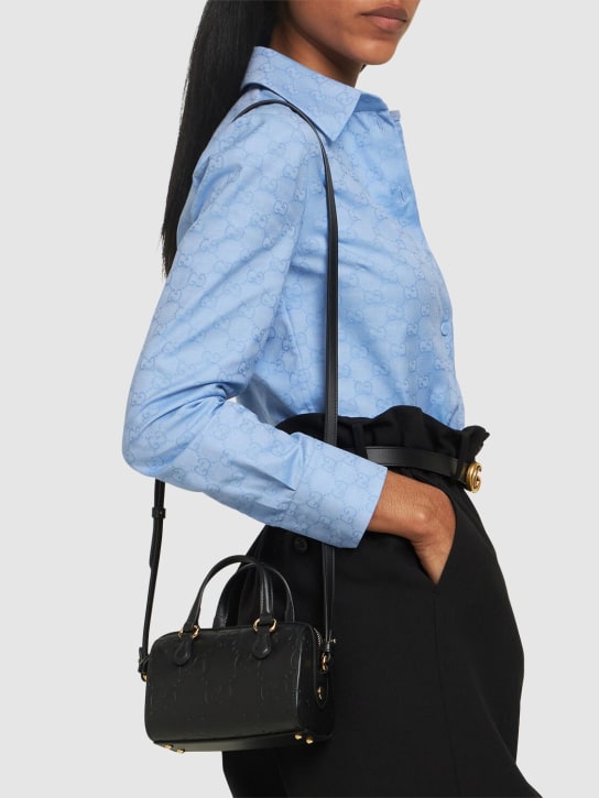 Gucci: Mini GG Leather shoulder bag - Black - women_1 | Luisa Via Roma